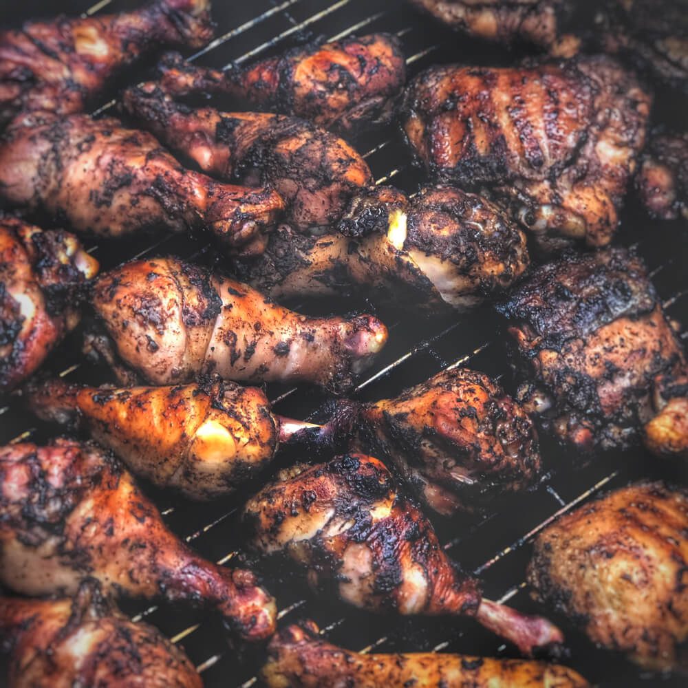 Jerk chicken on the grill