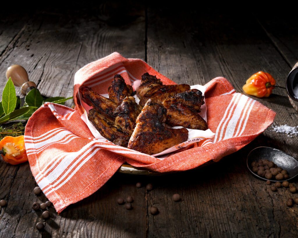 Charcoal grilled jerk chicken wings from Pon Di Grill